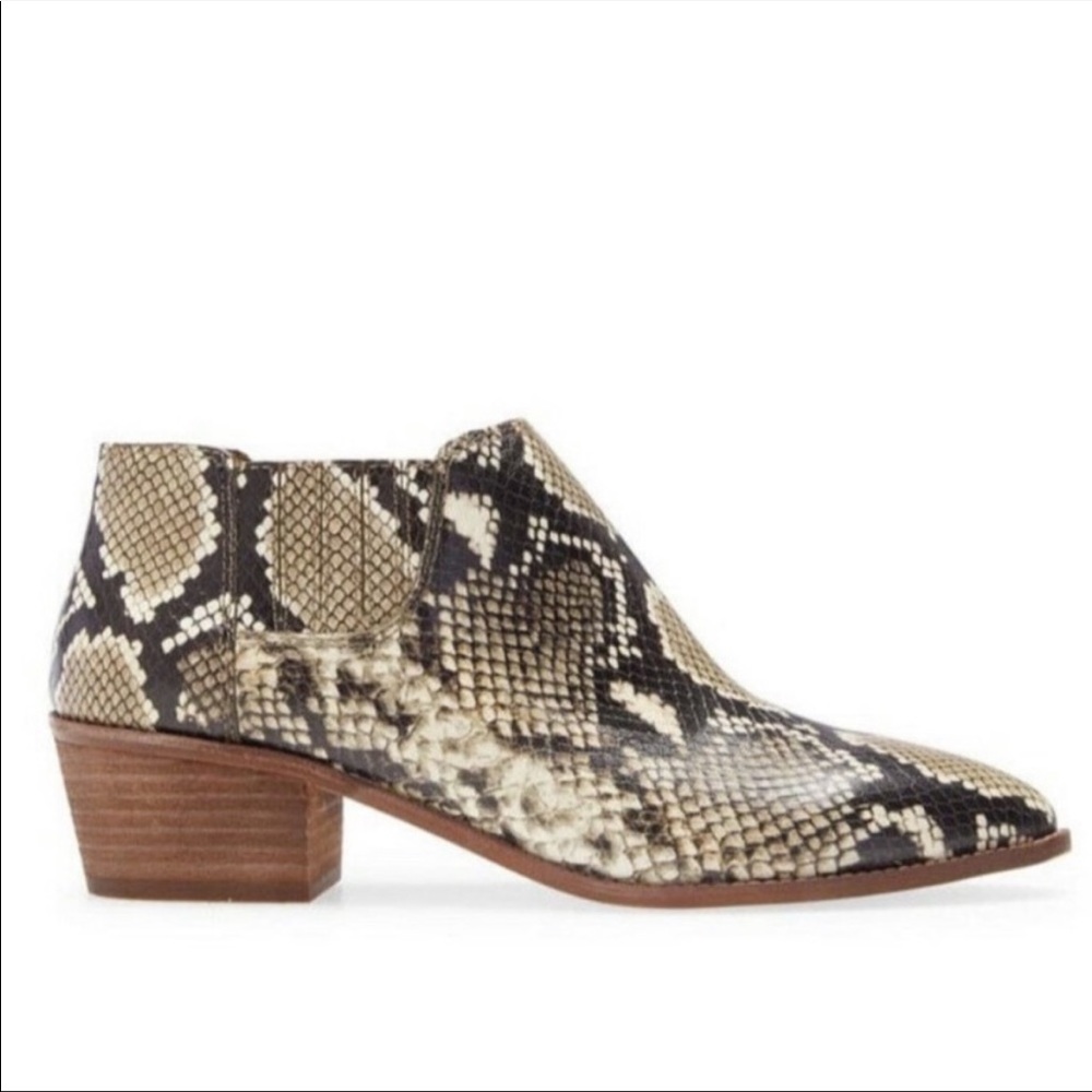 Madewell Sonia Low Chelsea Snake Embossed Leather Booties
